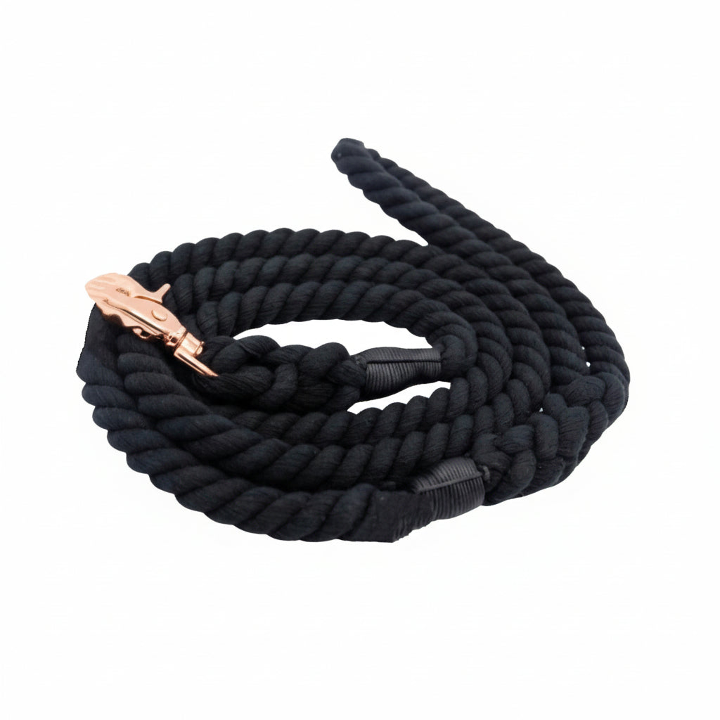 Cotton Rope Leash - Noir (5ft, 100% Cotton)-0