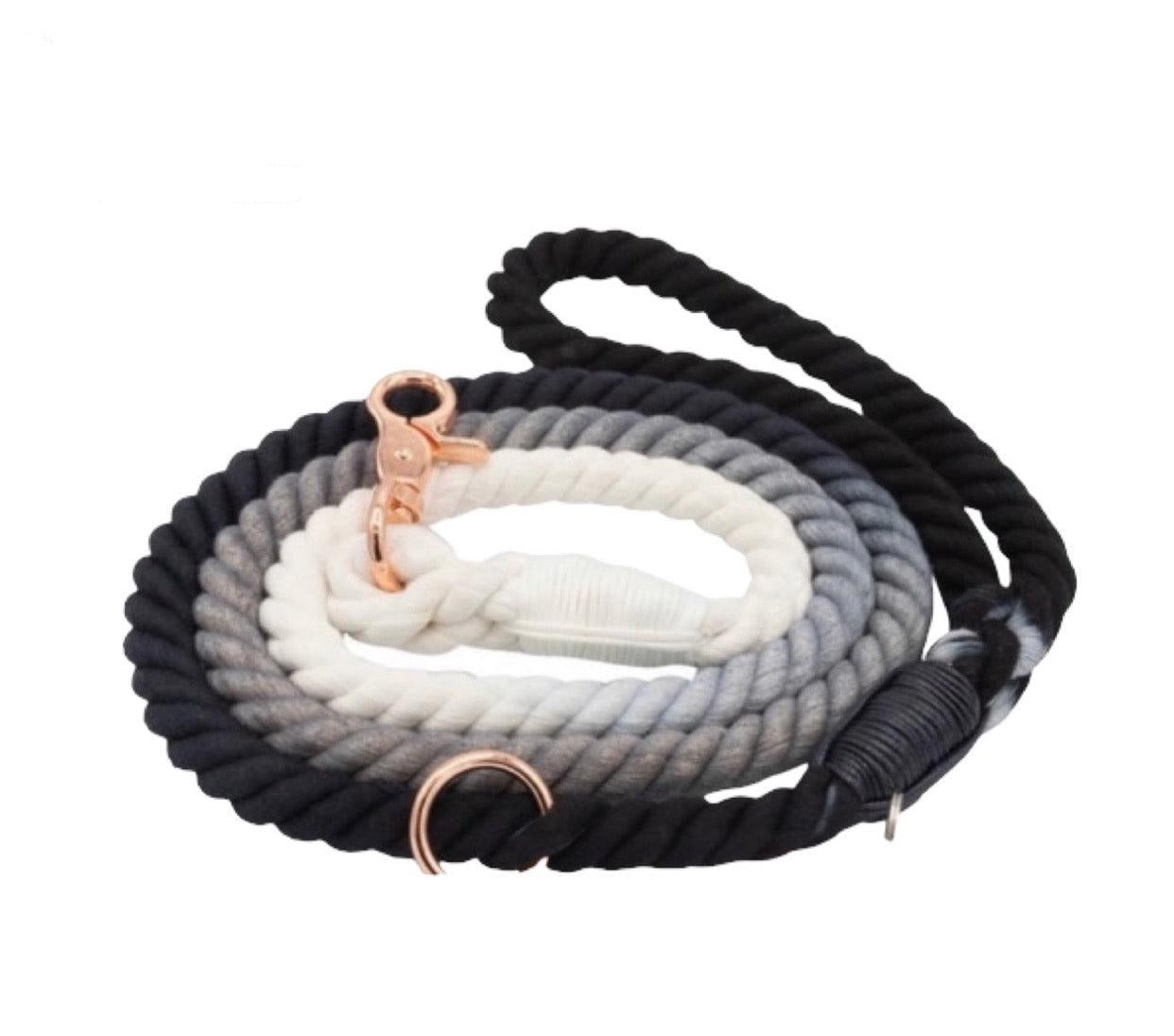 Cotton Rope Leash - Ombre Black (5ft, 100% Cotton)-0