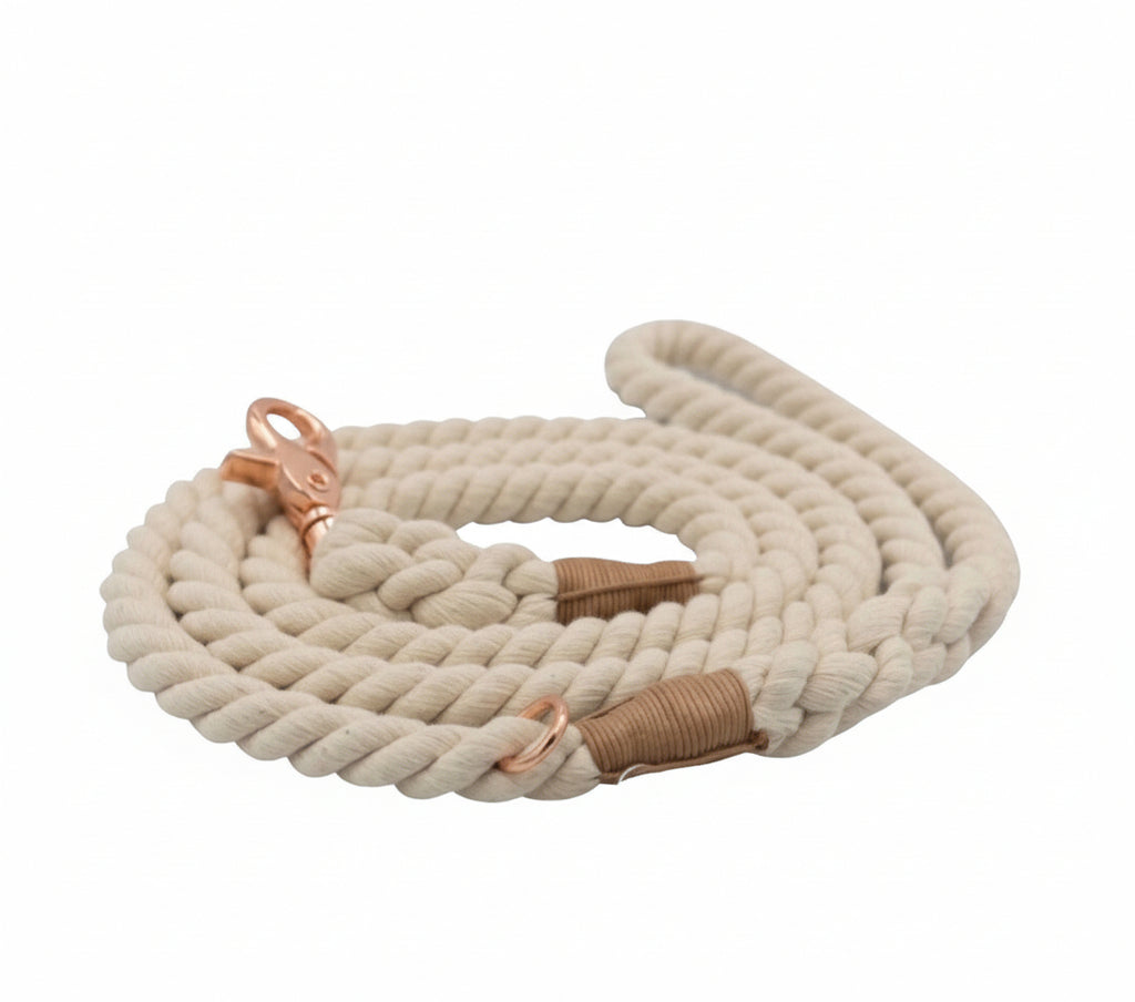 Cotton Rope Leash - Natural (5ft, 100% Cotton)-0
