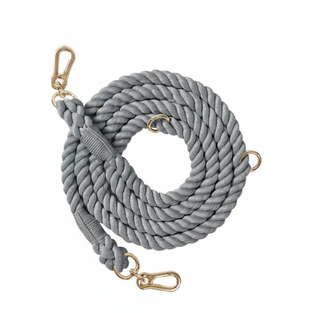 Hands-Free Dog Rope Leash - Charcoal (6.9ft, 100% Cotton)-0