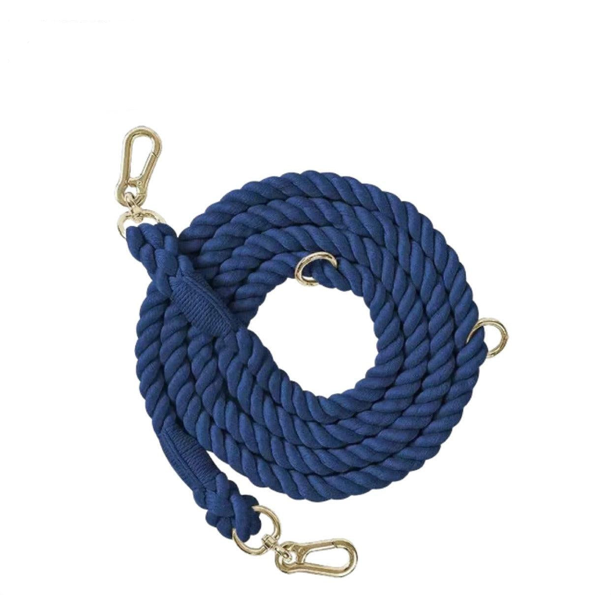 Hands-Free Dog Rope Leash - Royal Blue (6.9ft, 100% Cotton)-0