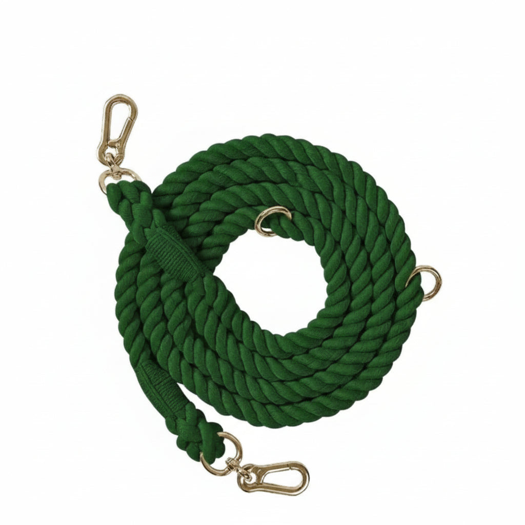 Hands-Free Dog Rope Leash - Hunter Green (6.9ft, 100% Cotton)-0