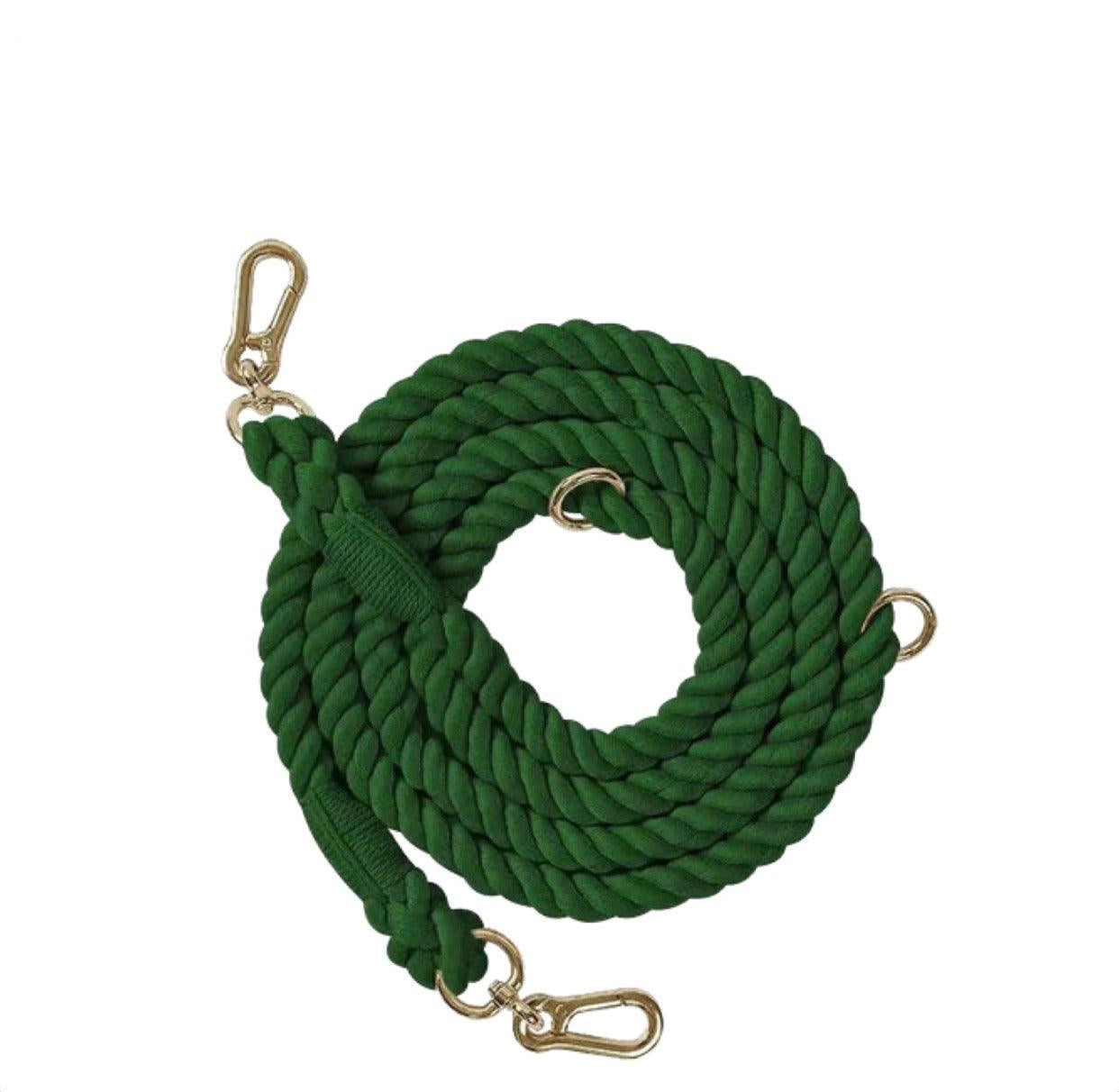 Hands-Free Dog Rope Leash - Hunter Green (6.9ft, 100% Cotton)-0