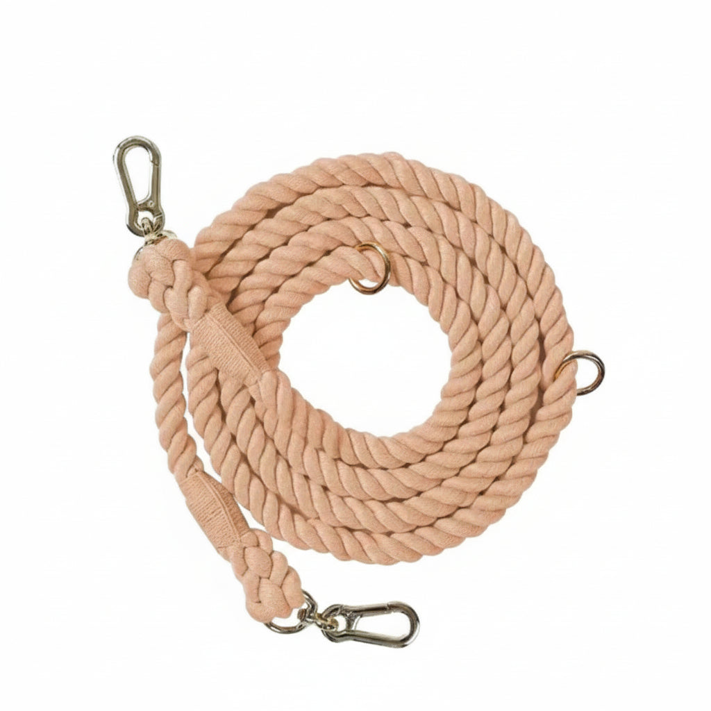 Hands-Free Dog Rope Leash - Cotton Coral (6.9ft, 100% Cotton)-0