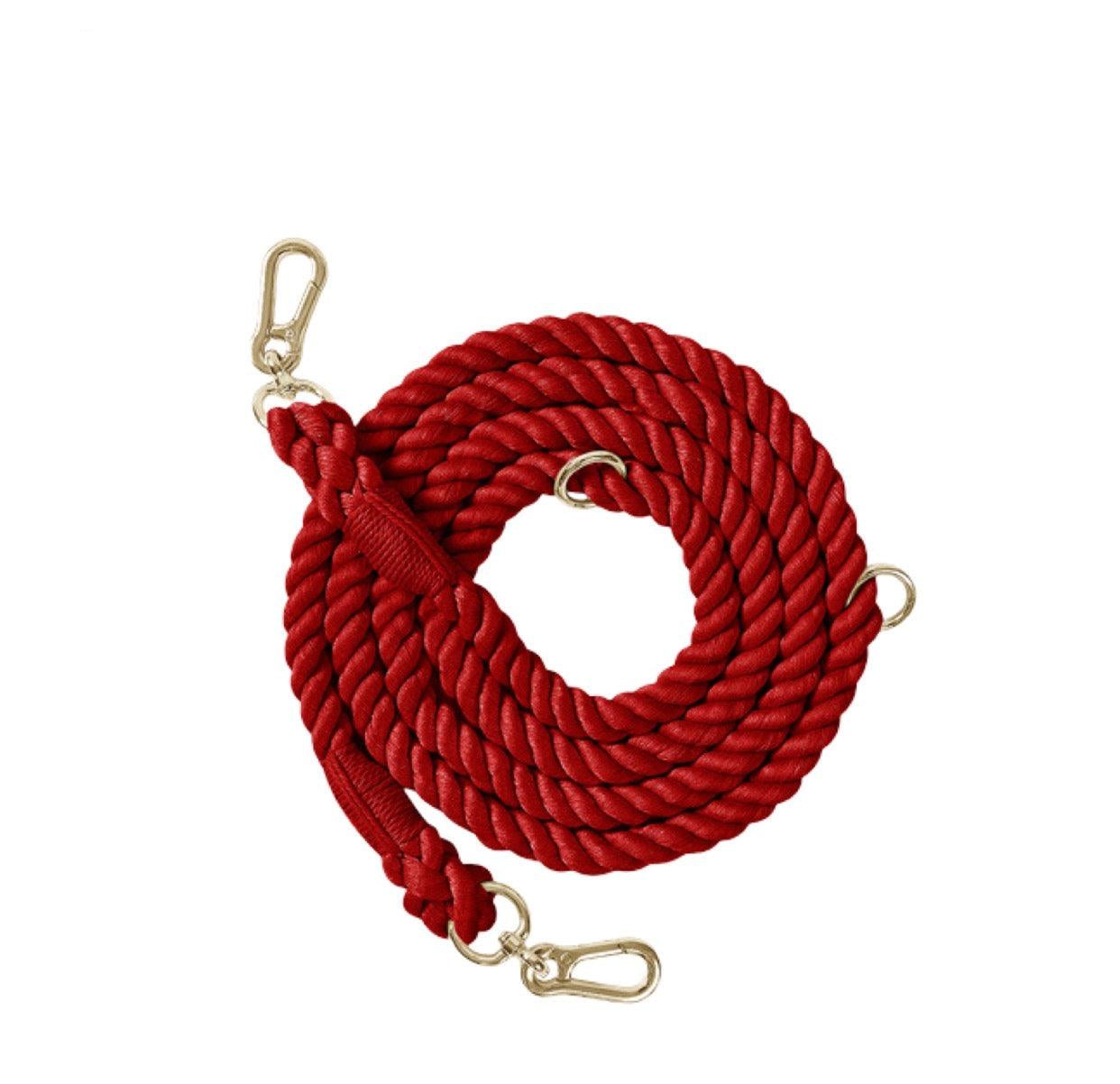 Hands-Free Dog Rope Leash - Spanish Red (6.9ft, 100% Cotton)-0