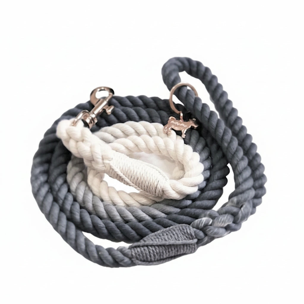 Cotton Rope Leash - Ombre Grey (5ft, 100% Cotton)-0