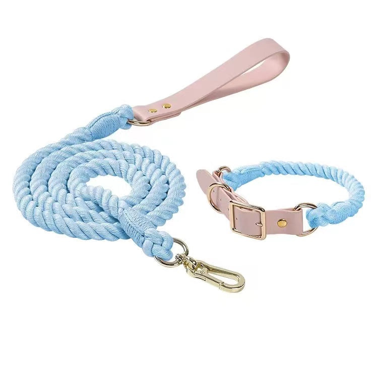 Luxe Royal Rope Leash and Collar Set - Blumond (5-6ft Cotton)-0