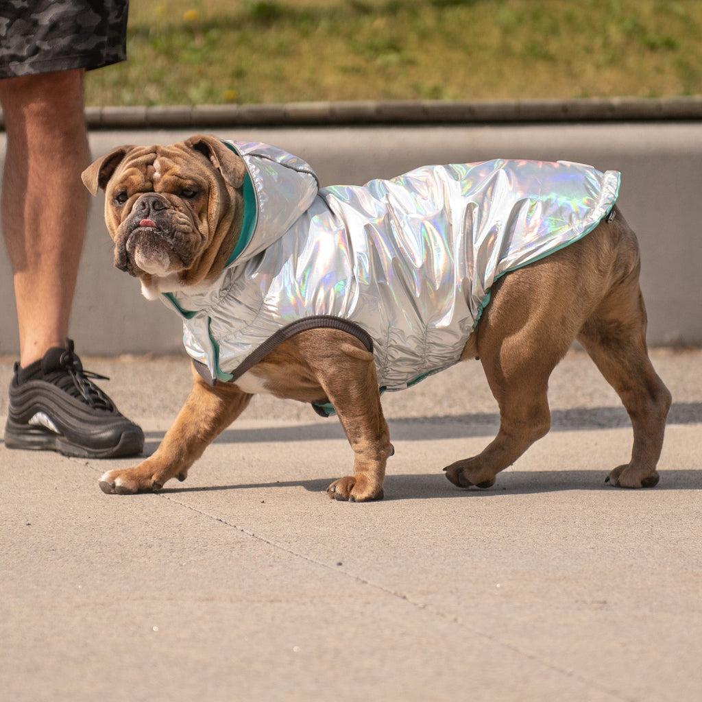 GF PET® Reversible Raincoat - Neon Aqua & Iridescent (Glow-in-the-Rain 2-in-1 Shell)