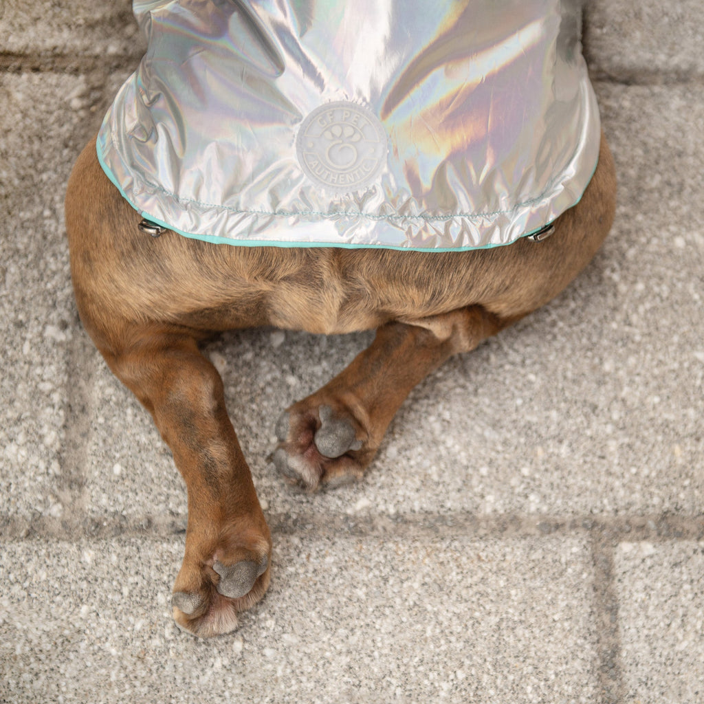GF PET® Reversible Raincoat - Neon Aqua & Iridescent (Glow-in-the-Rain 2-in-1 Shell)