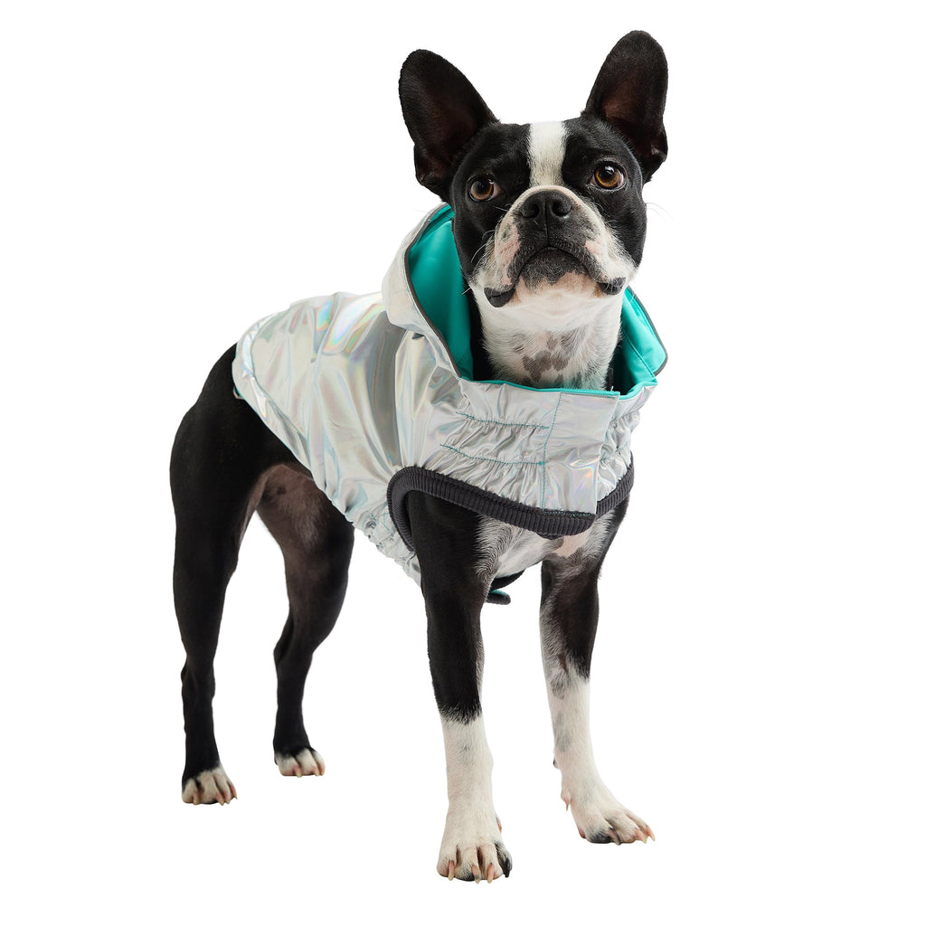 GF PET® Reversible Raincoat - Neon Aqua & Iridescent (Glow-in-the-Rain 2-in-1 Shell)