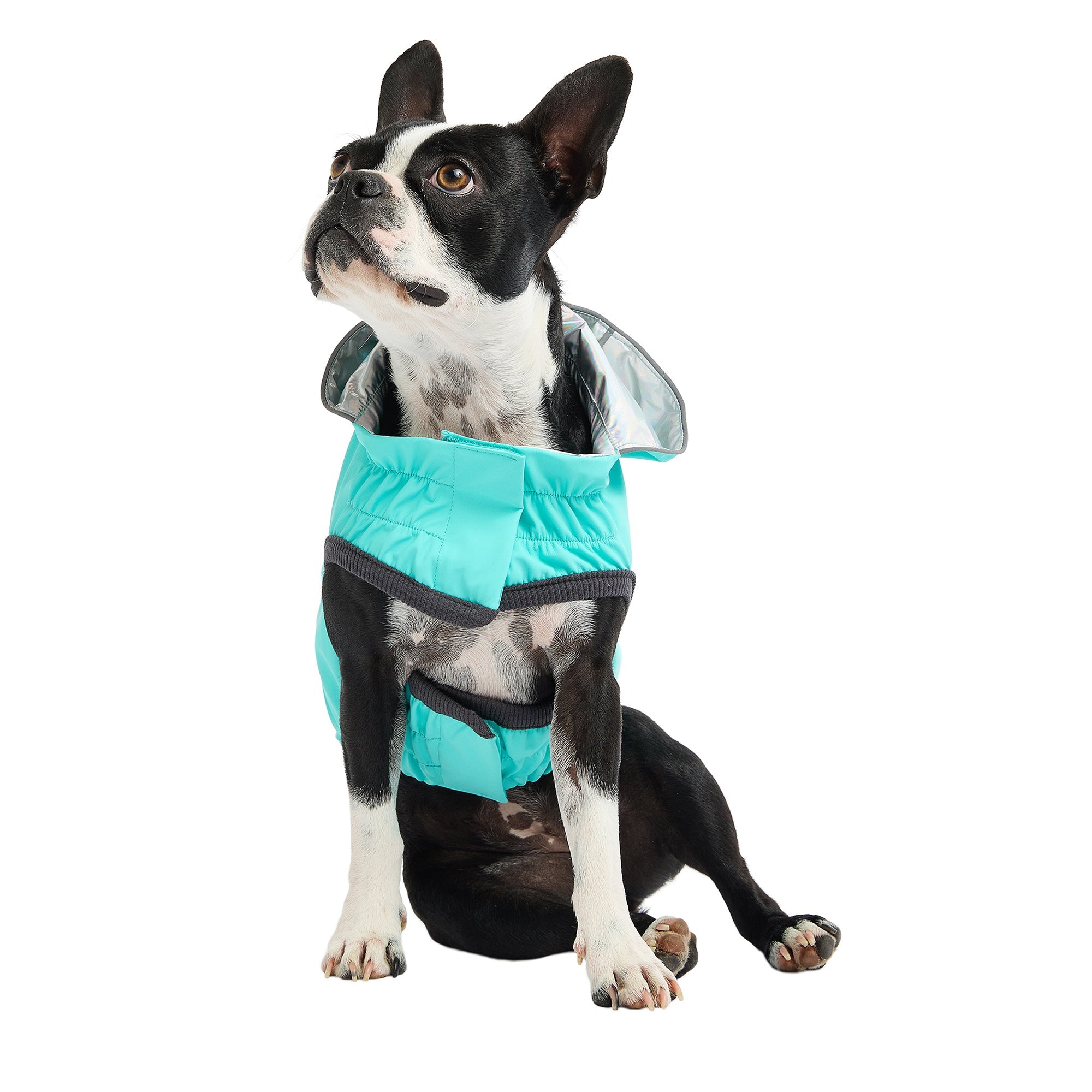 GF PET® Reversible Raincoat - Neon Aqua & Iridescent (Glow-in-the-Rain 2-in-1 Shell)
