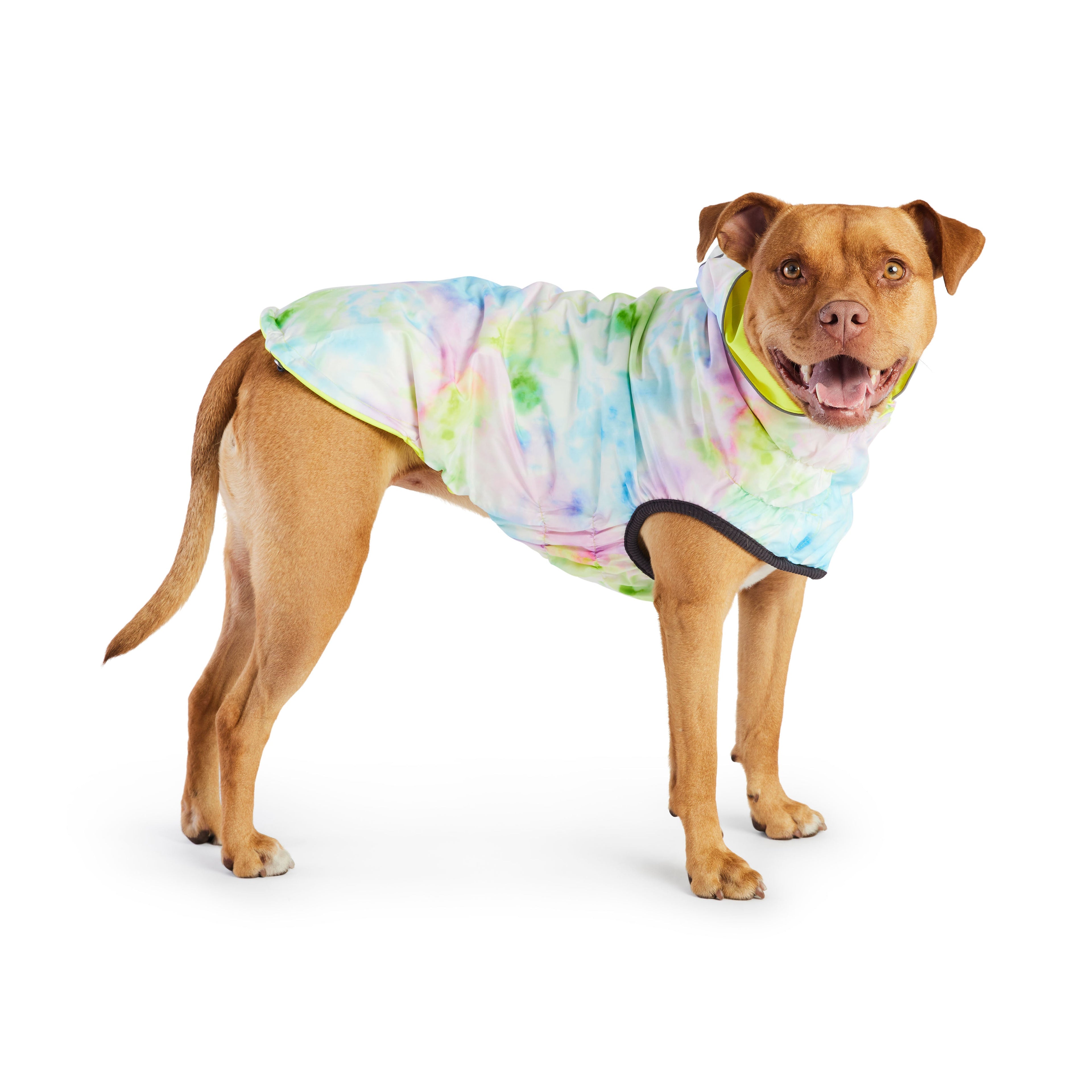 GF PET® Reversible Raincoat - Neon Yellow & Tie Dye (Trendy 2-in-1 Waterproof Shell)