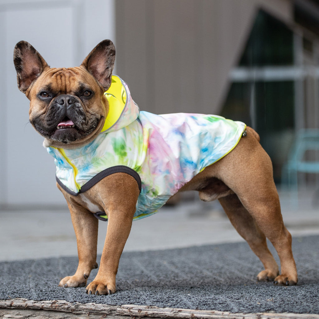 GF PET® Reversible Raincoat - Neon Yellow & Tie Dye (Trendy 2-in-1 Waterproof Shell)