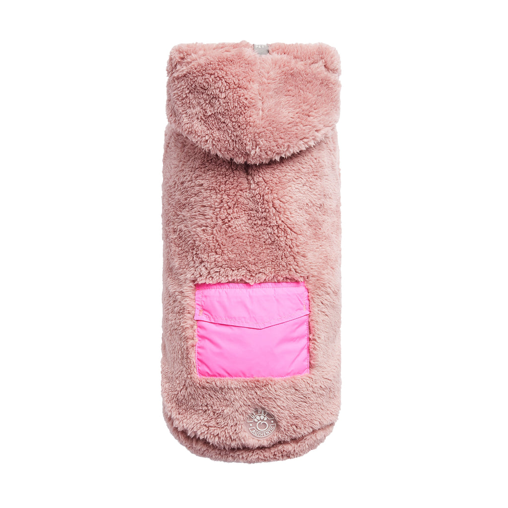 GF PET® Cozy Sherpa Hoodie - Pink (Ultra-Soft Fleece with Neon Detail)