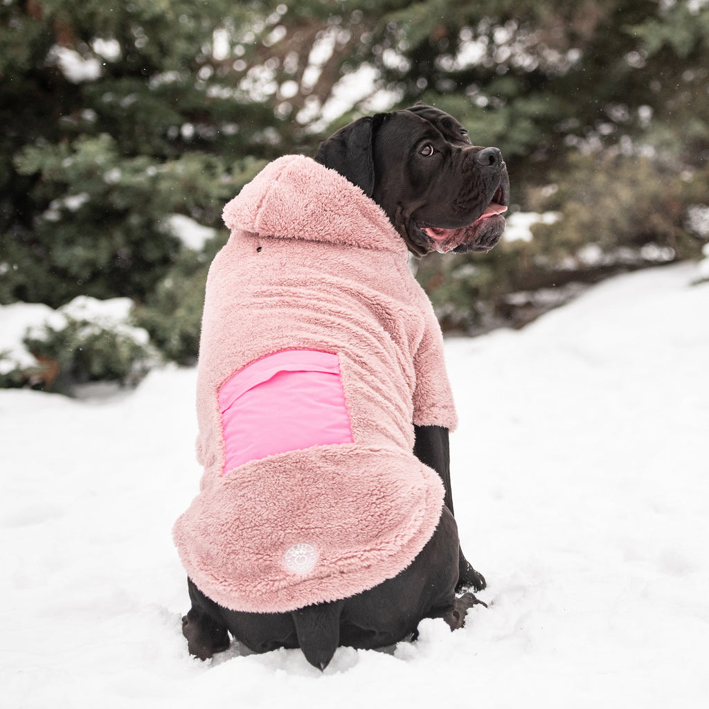 GF PET® Cozy Sherpa Hoodie - Pink (Ultra-Soft Fleece with Neon Detail)