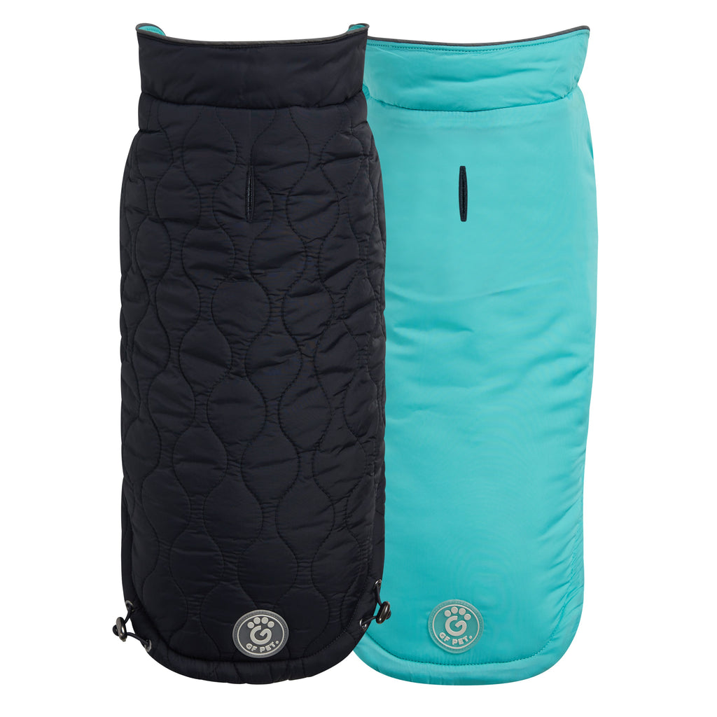 GF PET® Reversible Chalet Jacket - Black/Aqua (Quilted & Reflective Winter Coat)