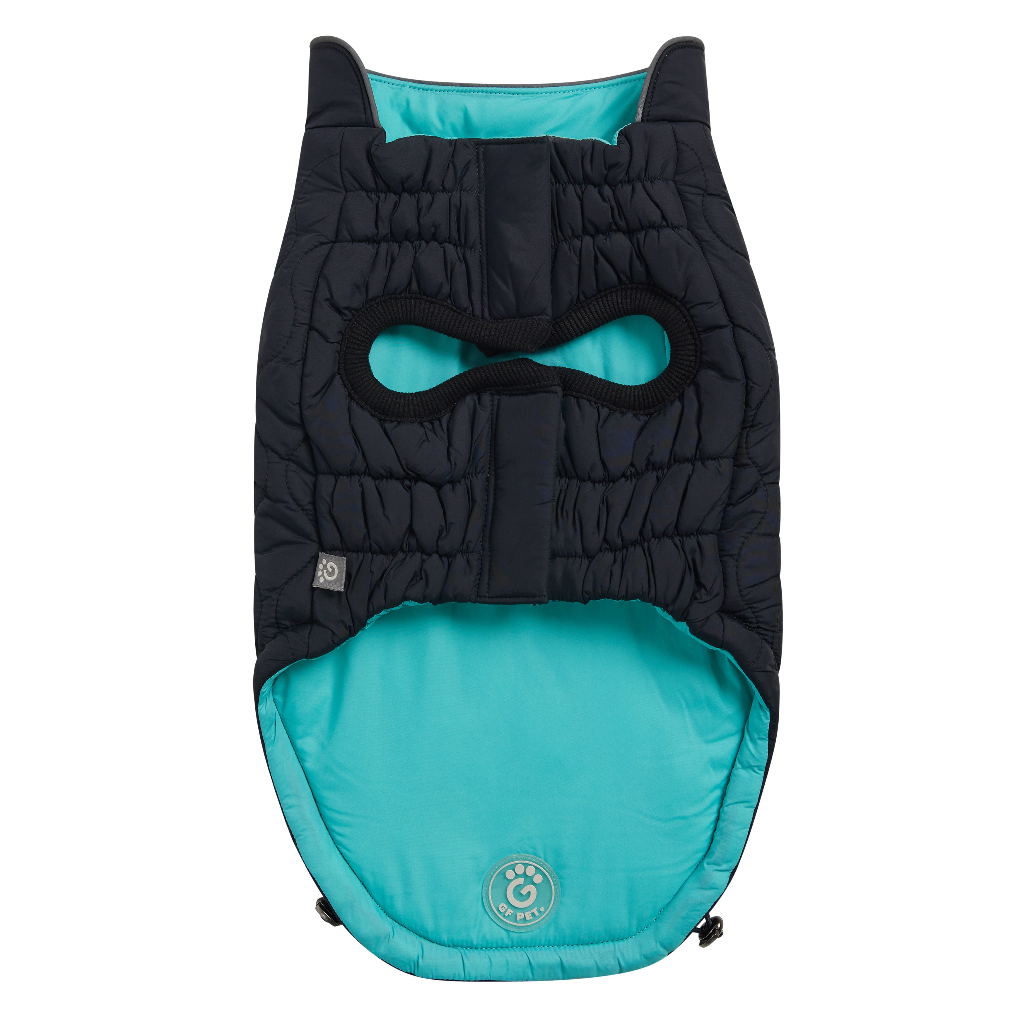 GF PET® Reversible Chalet Jacket - Black/Aqua (Quilted & Reflective Winter Coat)