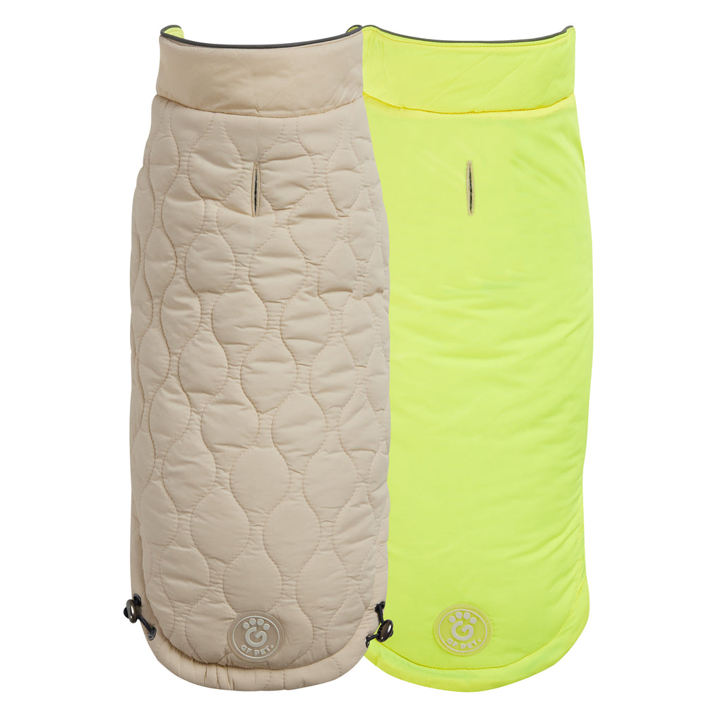 GF PET® Reversible Chalet Jacket - Sand/Yellow (Quilted & Reflective 2-in-1 Coat)