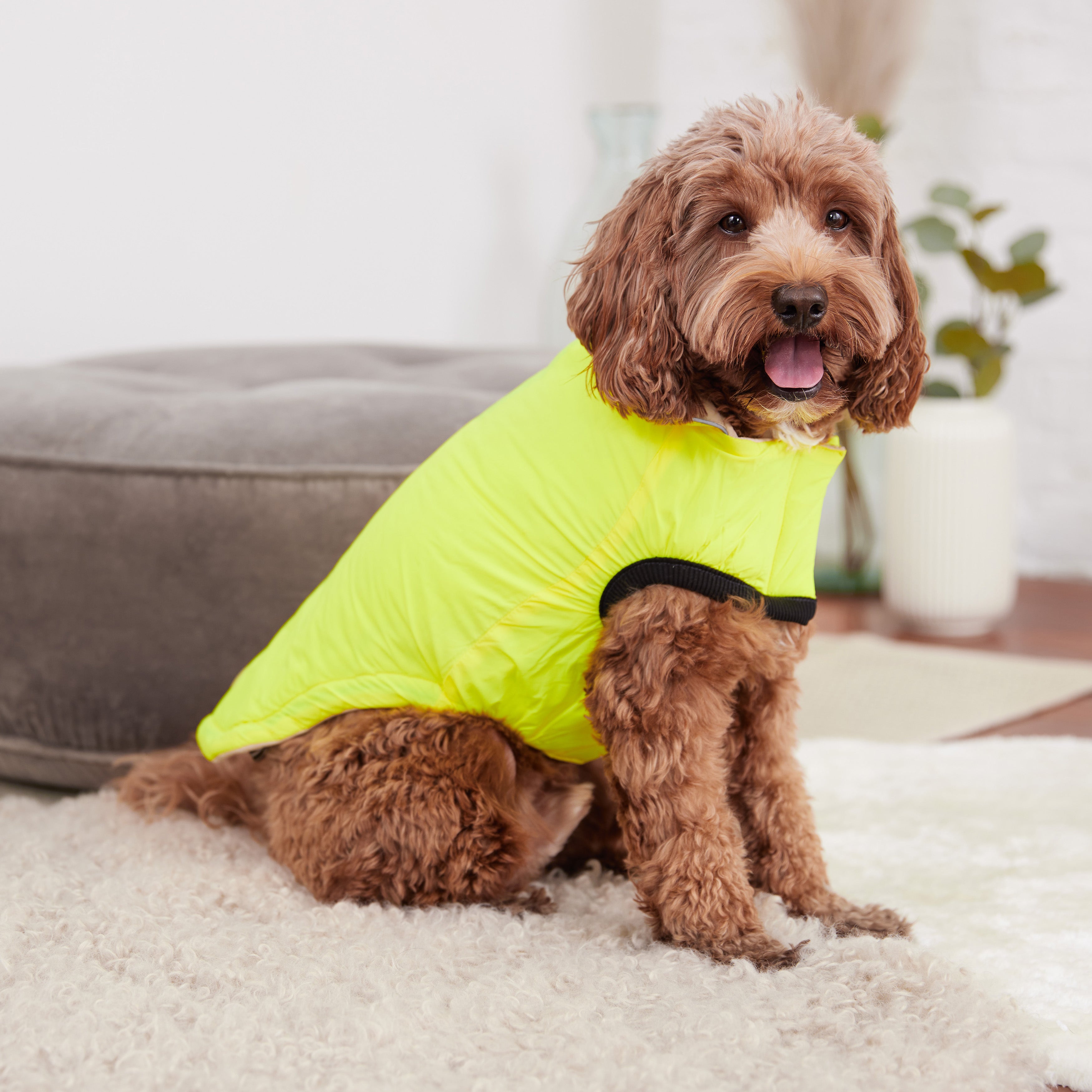 GF PET® Reversible Chalet Jacket - Sand/Yellow (Quilted & Reflective 2-in-1 Coat)