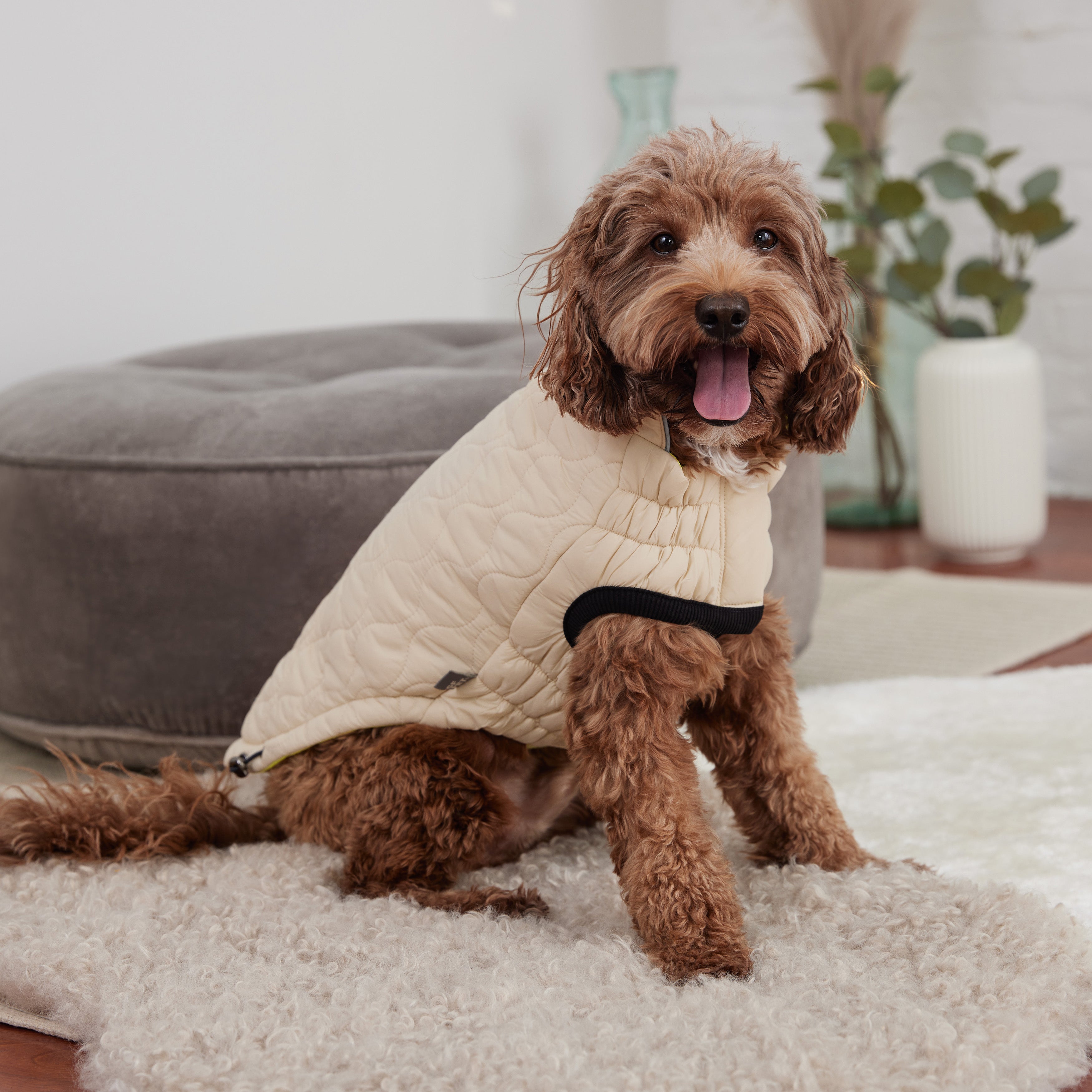 GF PET® Reversible Chalet Jacket - Sand/Yellow (Quilted & Reflective 2-in-1 Coat)