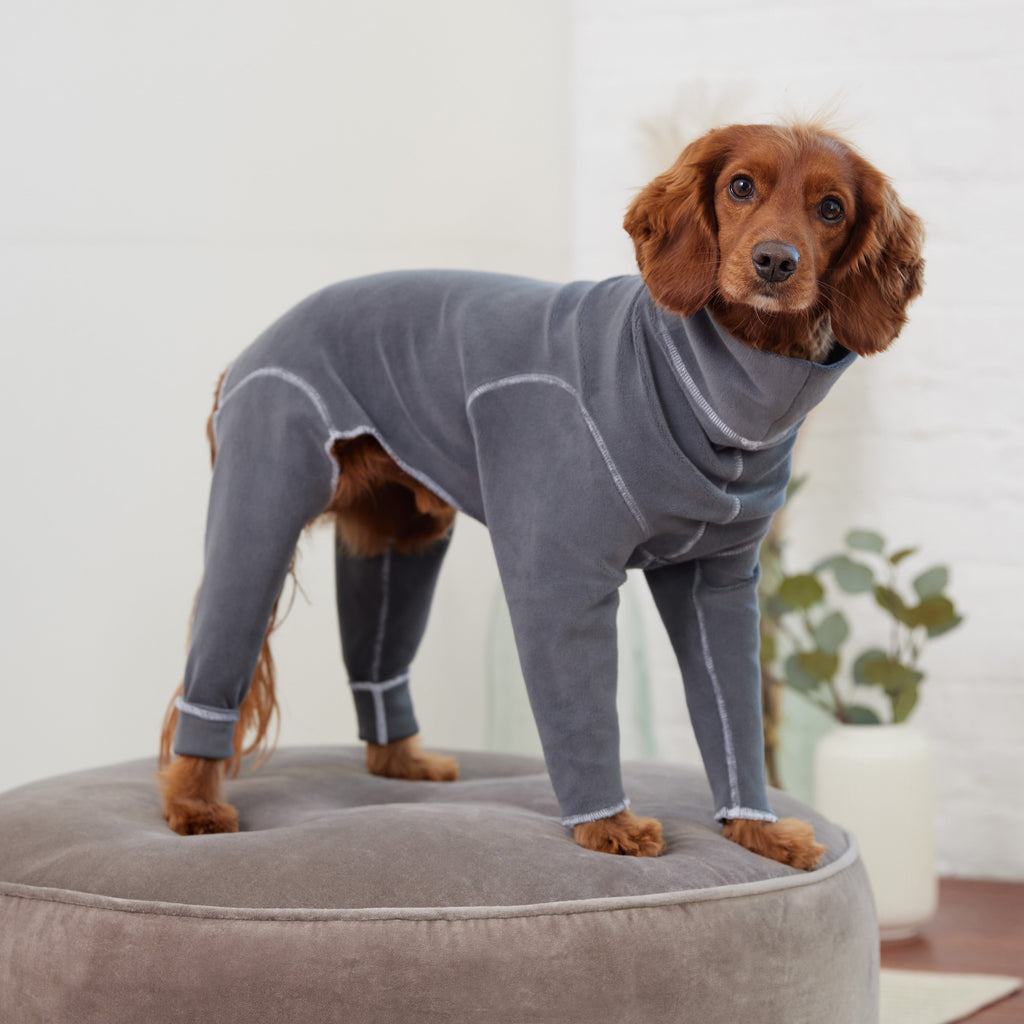 GF PET® Gondola Dog Onesie - Charcoal (4-Way Stretch Full Coverage Fleece)