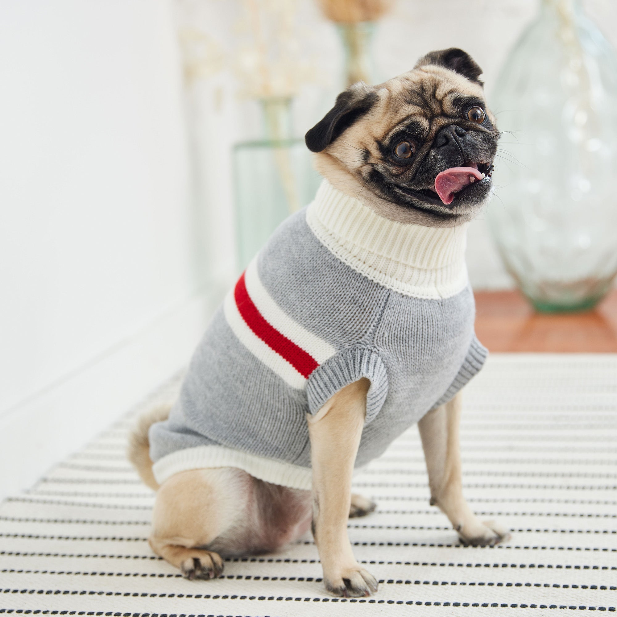 GF PET® Trekking Sweater - Grey Mix (Sporty Heather Stripe & Sculpted Turtleneck)