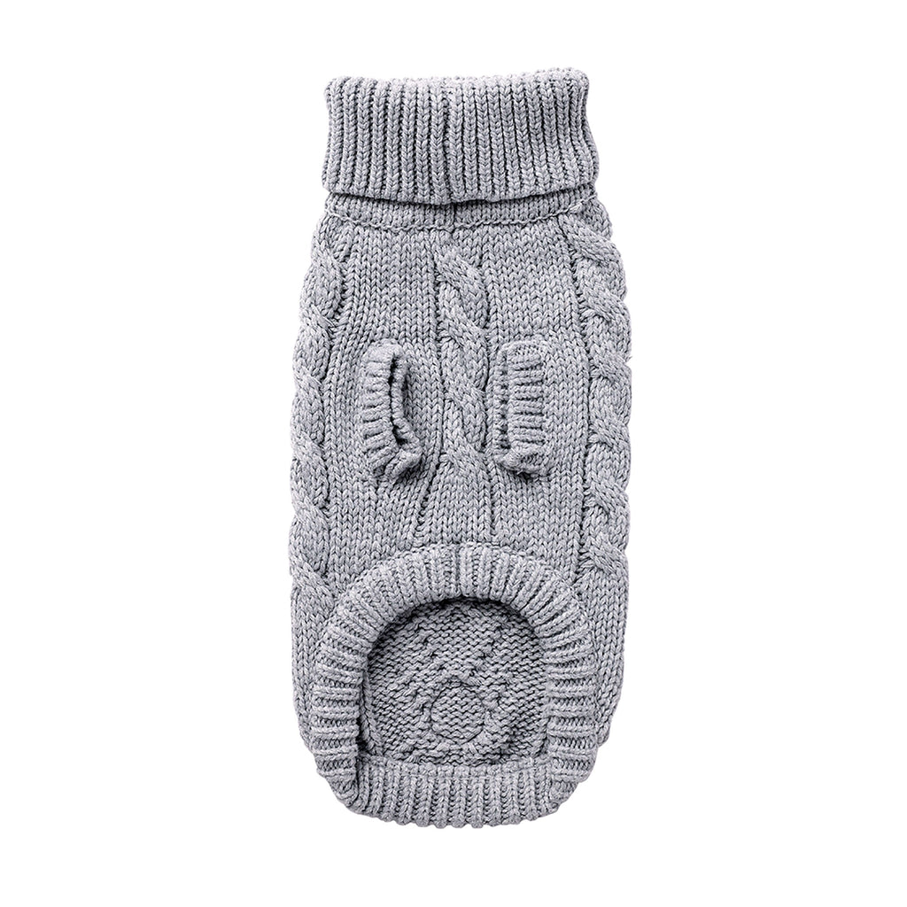GF PET® Chunky Chalet Sweater - Grey (Classic Heather Knit & High Turtleneck)