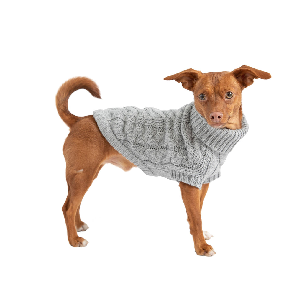 GF PET® Chunky Chalet Sweater - Grey (Classic Heather Knit & High Turtleneck)