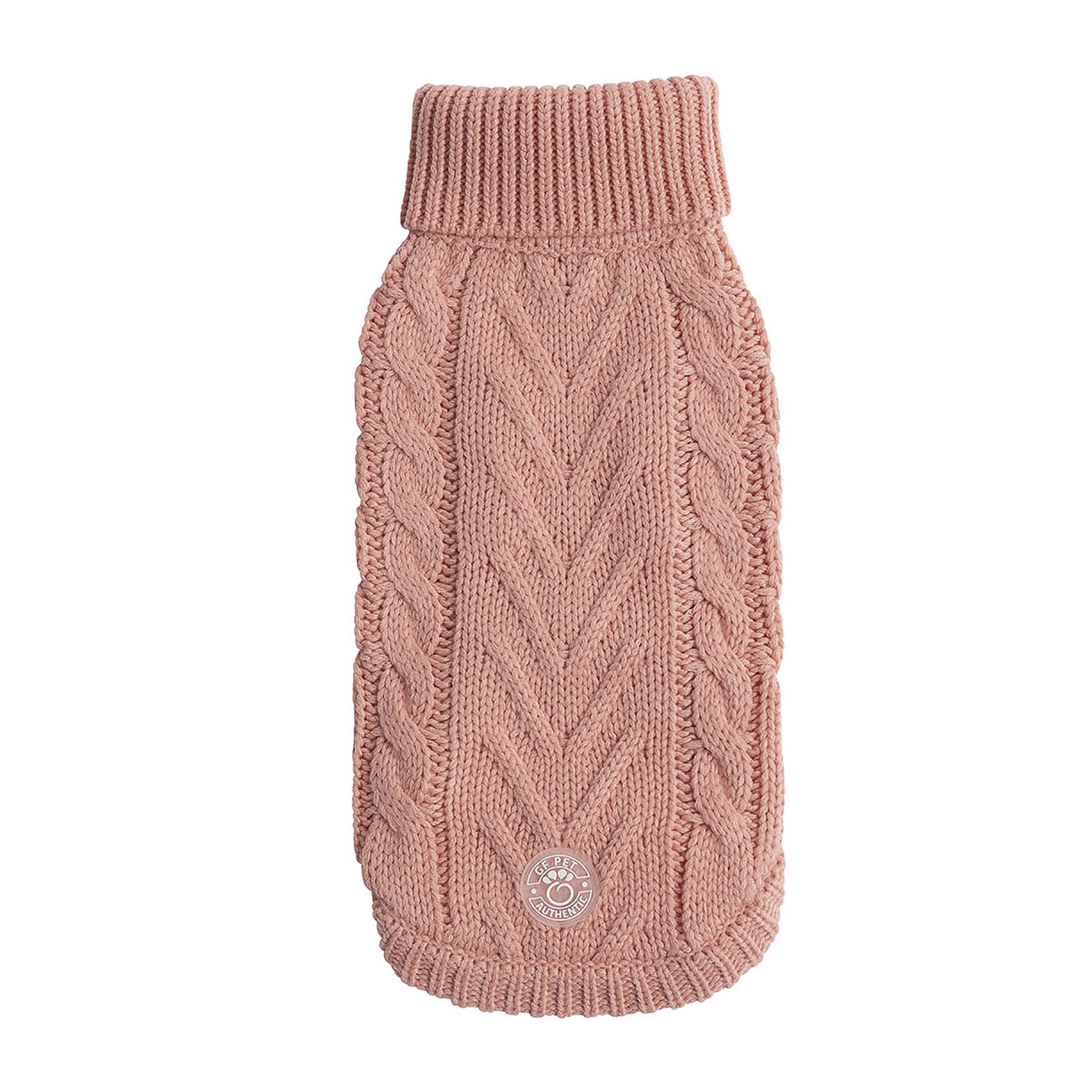 GF PET® Chunky Chalet Sweater - Pink (High Turtleneck & Snuggly Knit)