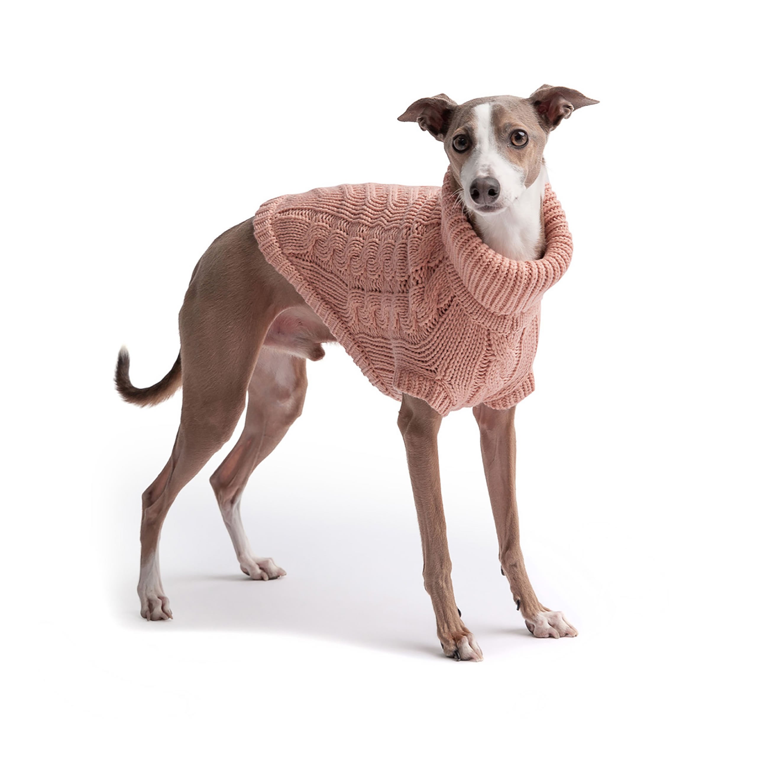 GF PET® Chunky Chalet Sweater - Pink (High Turtleneck & Snuggly Knit)