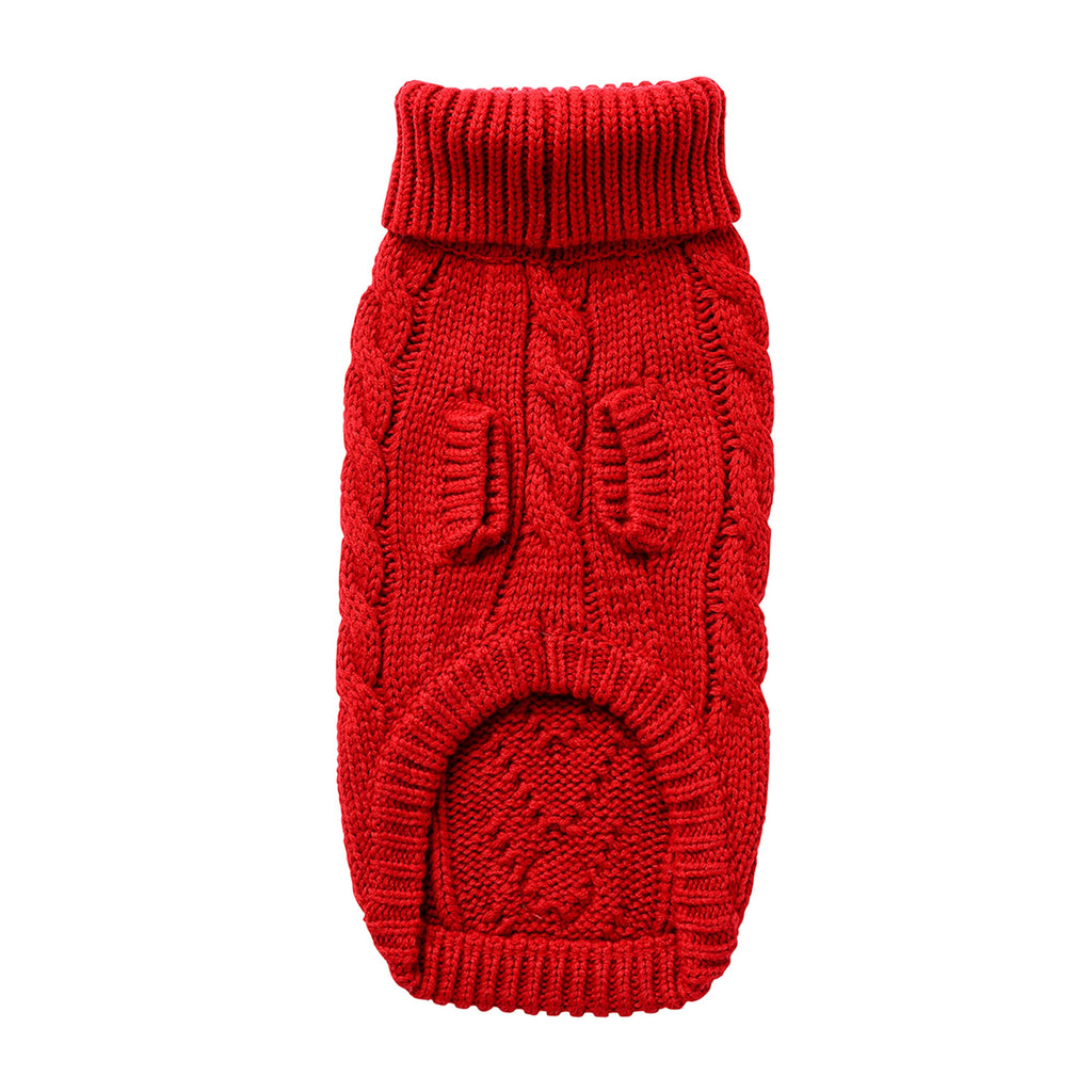 GF PET® Chunky Chalet Sweater - Red (High Turtleneck & Ribbed Design)