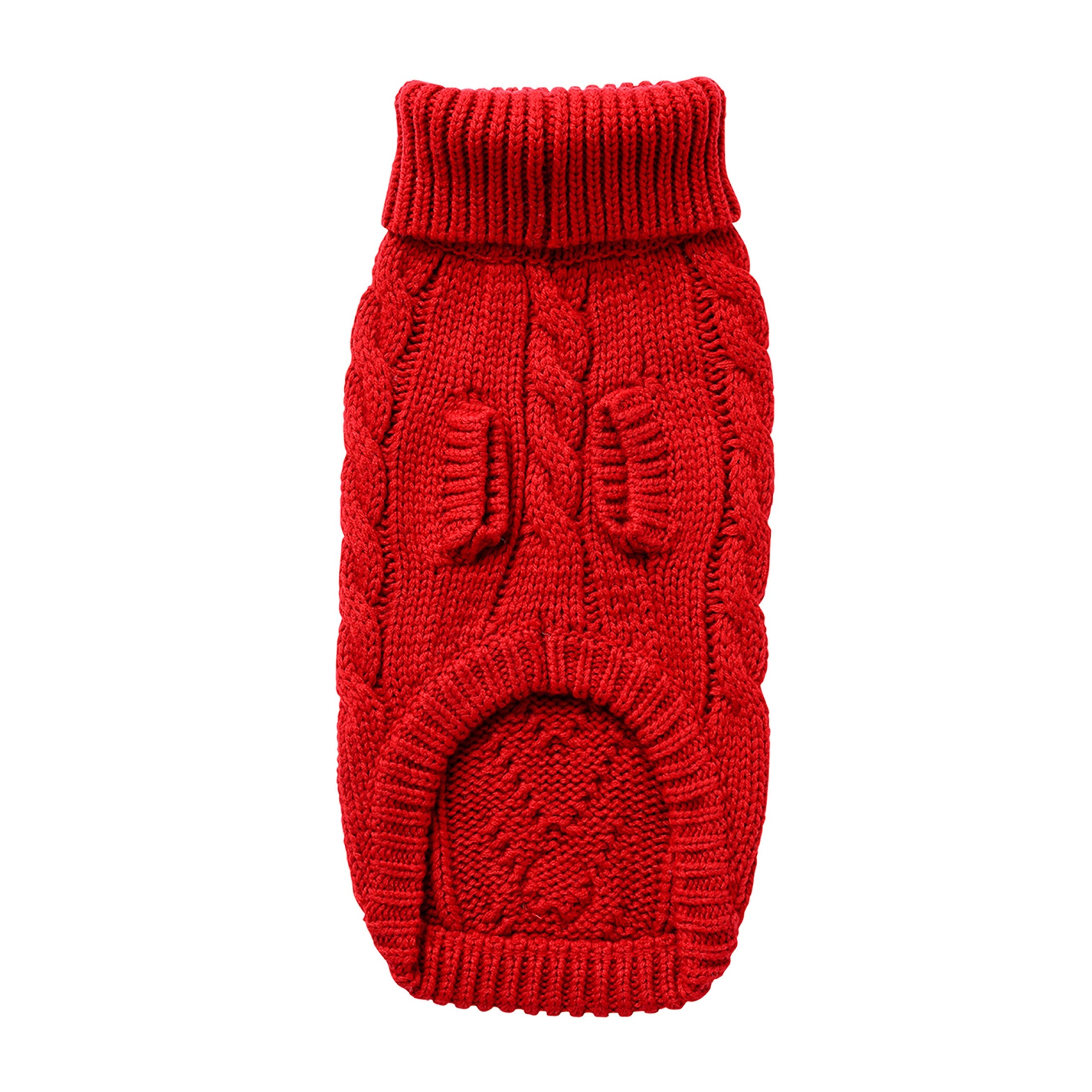 GF PET® Chunky Chalet Sweater - Red (High Turtleneck & Ribbed Design)
