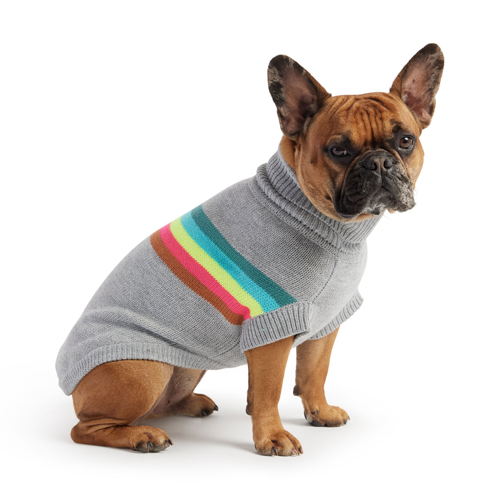GF PET® Retro Sweater - Grey Mix (Bold Geometric Knit & Sculpted Turtleneck)