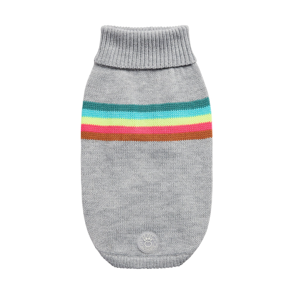 GF PET® Retro Sweater - Grey Mix (Bold Geometric Knit & Sculpted Turtleneck)