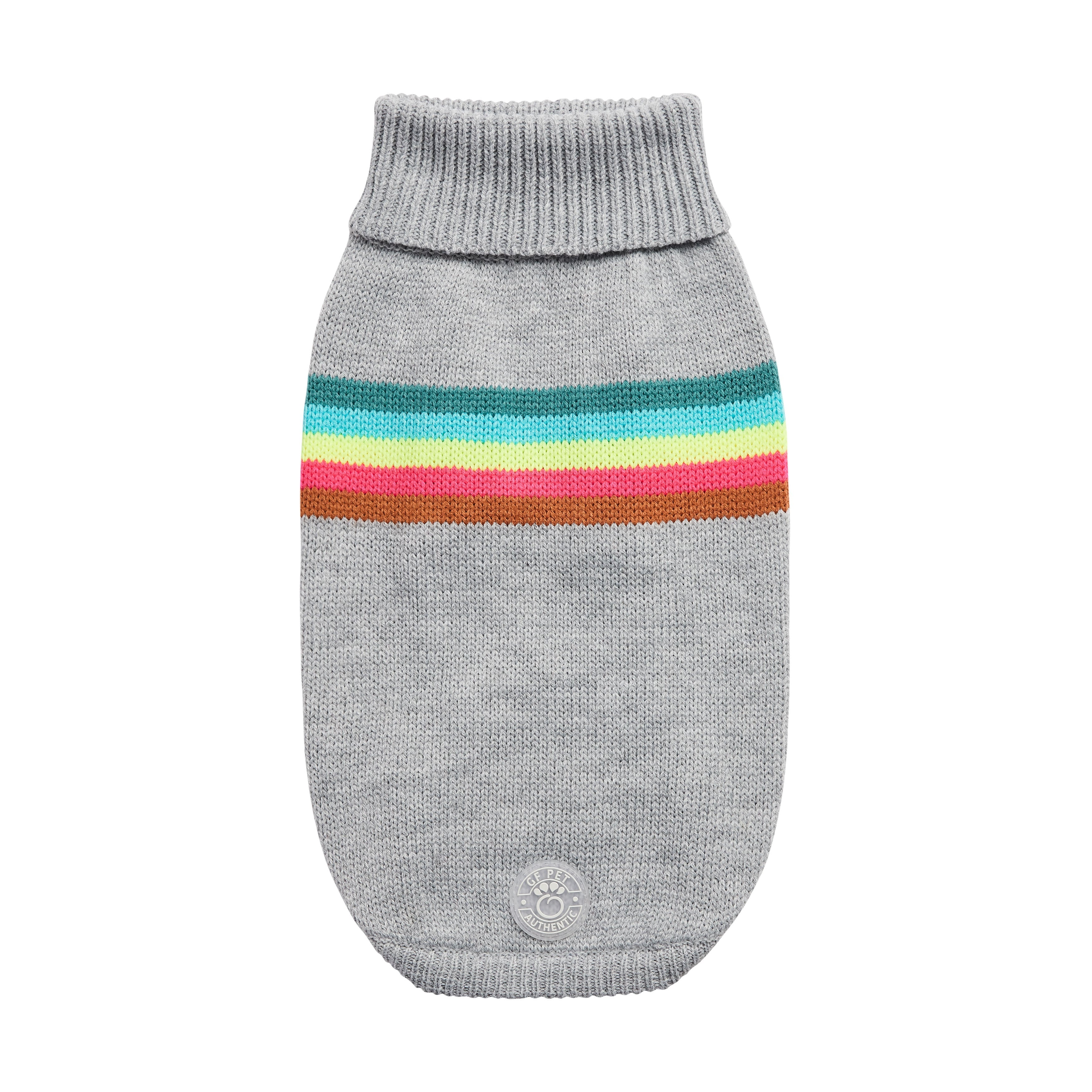 GF PET® Retro Sweater - Grey Mix (Bold Geometric Knit & Sculpted Turtleneck)