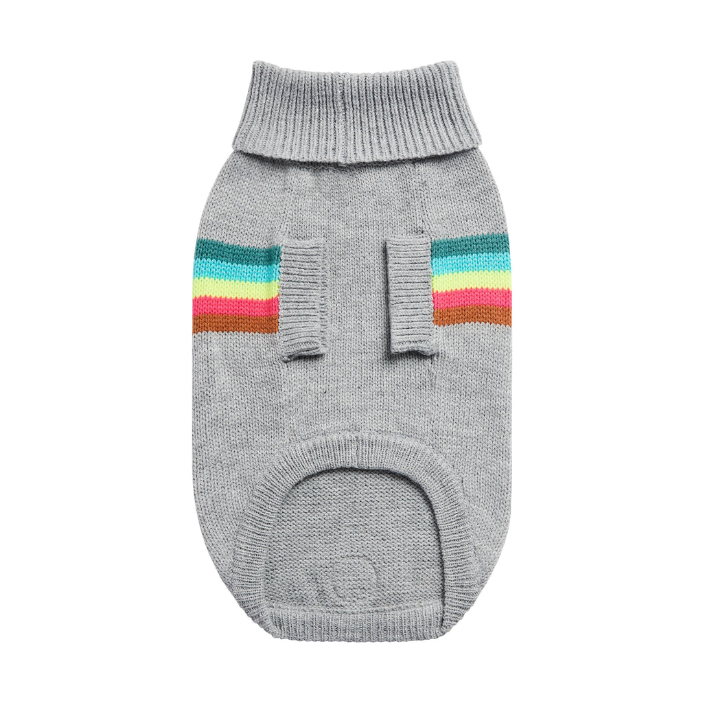 GF PET® Retro Sweater - Grey Mix (Bold Geometric Knit & Sculpted Turtleneck)