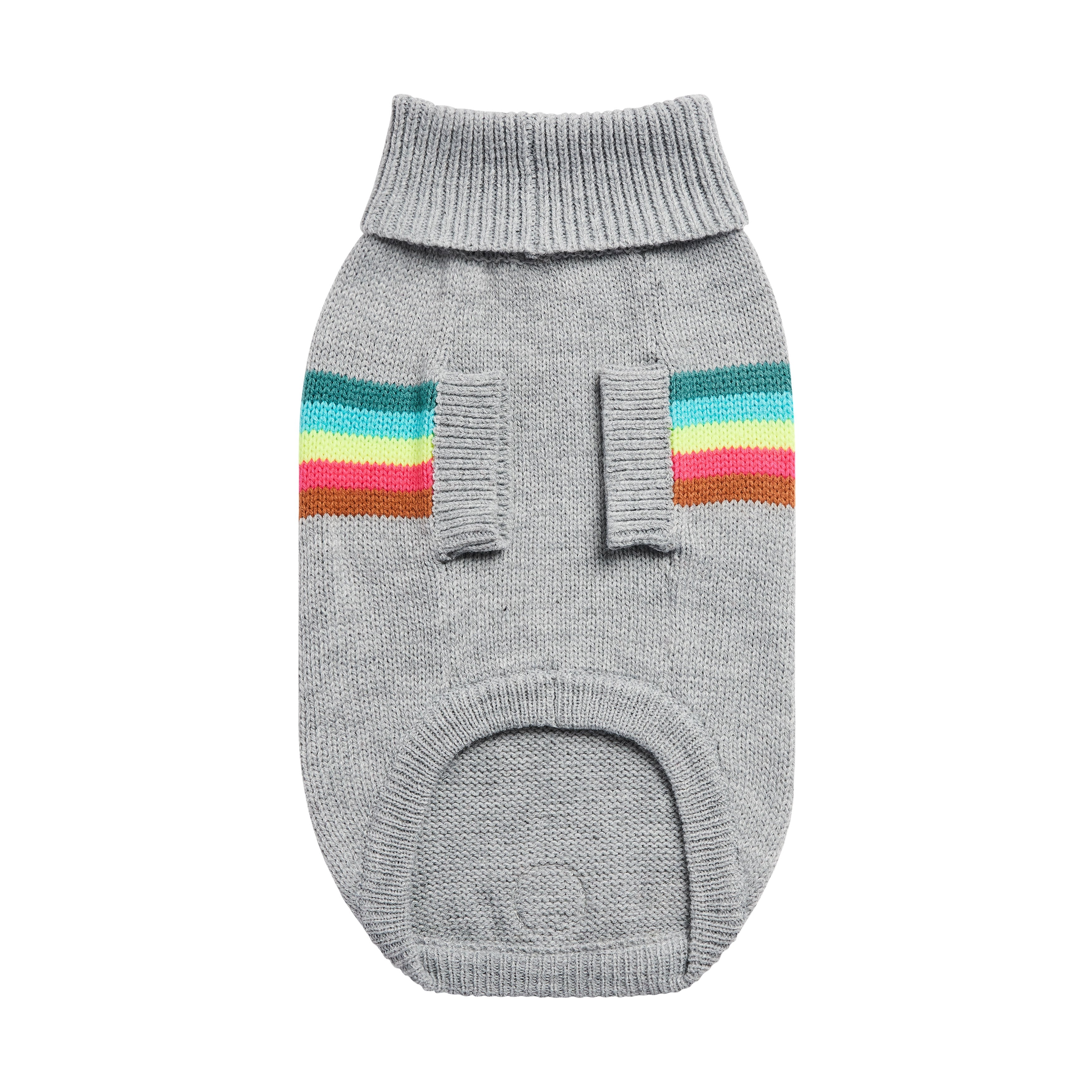 GF PET® Retro Sweater - Grey Mix (Bold Geometric Knit & Sculpted Turtleneck)