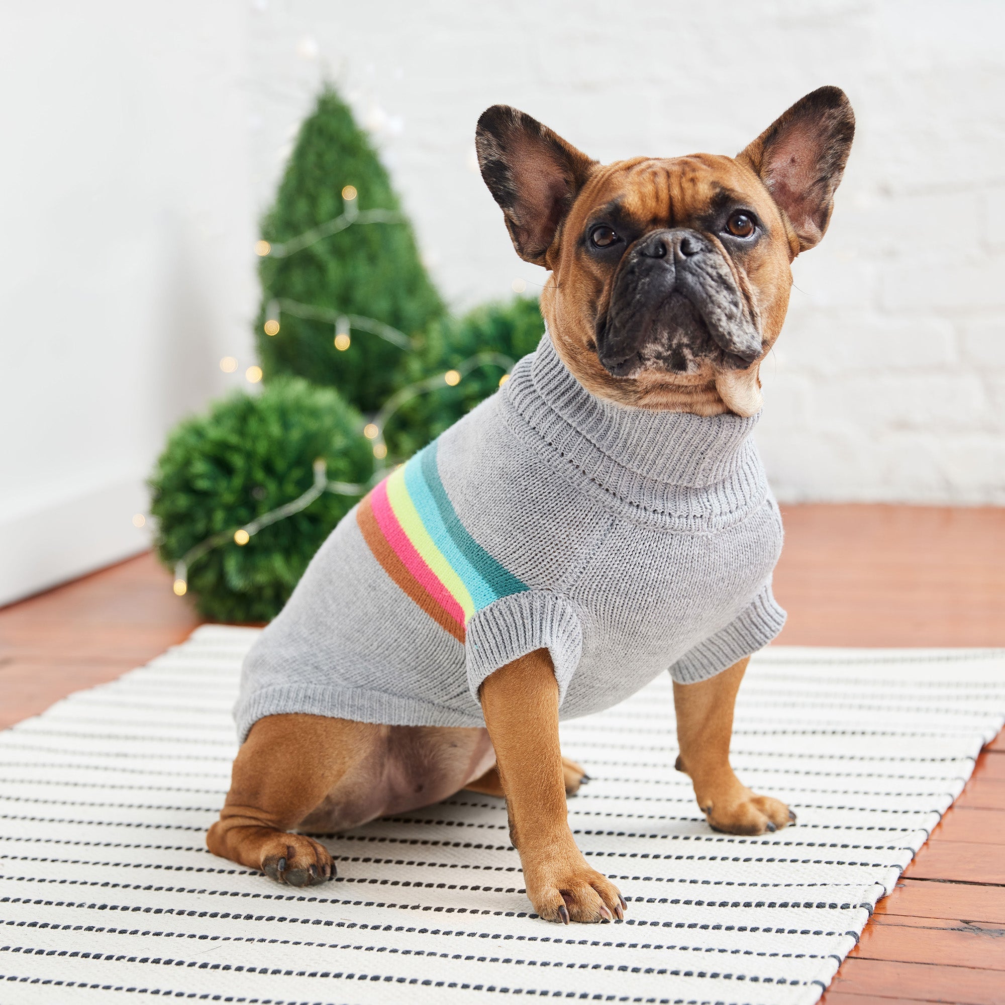 GF PET® Retro Sweater - Grey Mix (Bold Geometric Knit & Sculpted Turtleneck)