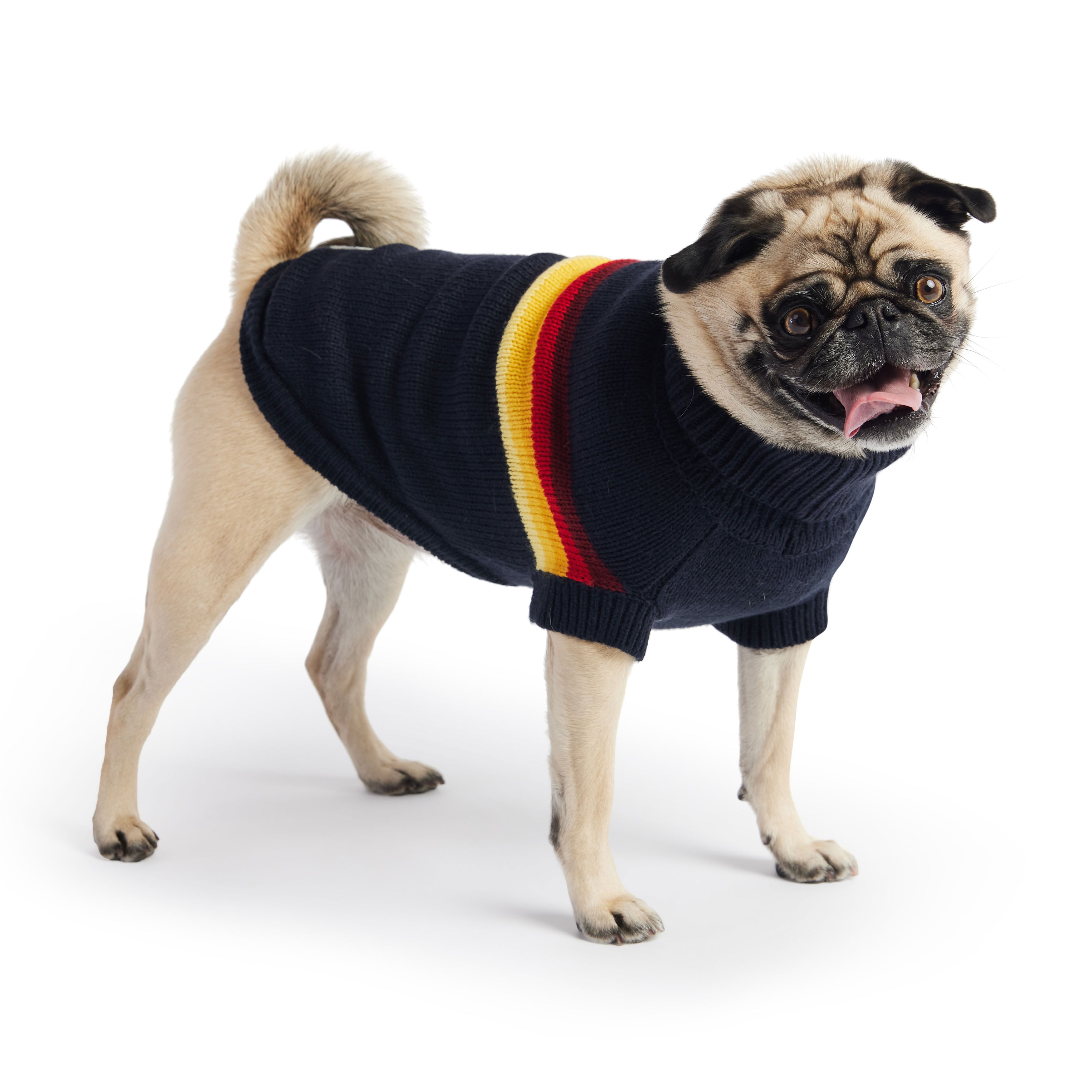 GF PET® Retro Sweater - Navy (Bold Multi-Color Geometric Knit)
