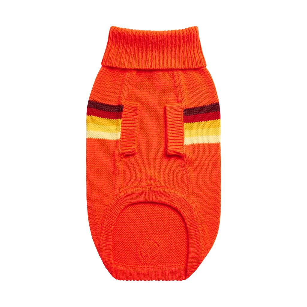 GF PET® Retro Sweater - Orange (Vibrant Geometric Knit & Sculpted Turtleneck)