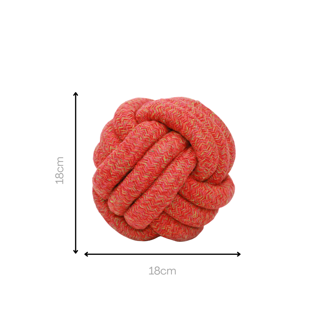 Boutique Big Paw Jumbo Rope Ball Toy - Sunshine Red Collection - Big Dog