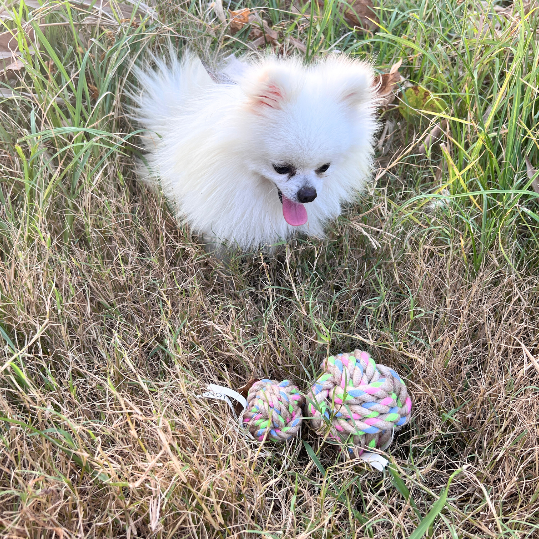 Natural Hemp & Recycled Cotton Rope Ball - 2 Sizes (Small/Large)