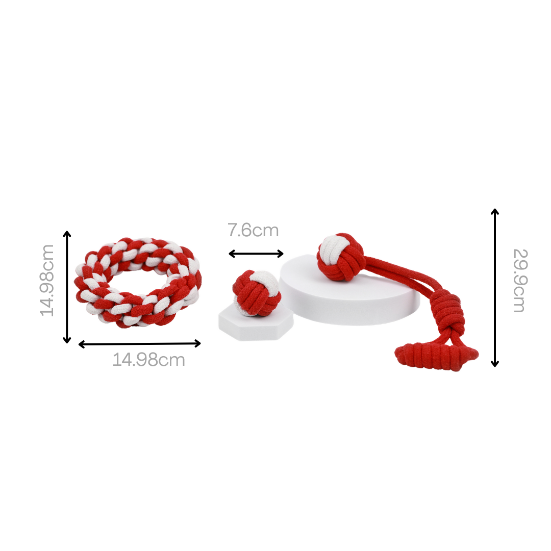 Christmas Monkey Fist Tug Rope Toys Set | Festive & Durable - Small to Medium Dog