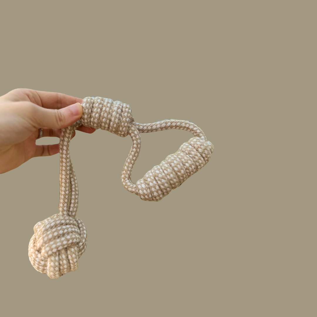 Forest Knot Hemp Rope Tug Toy with Handle-1