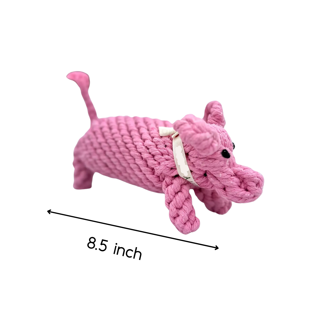 Piggy Pink Rope Dog Toy-5