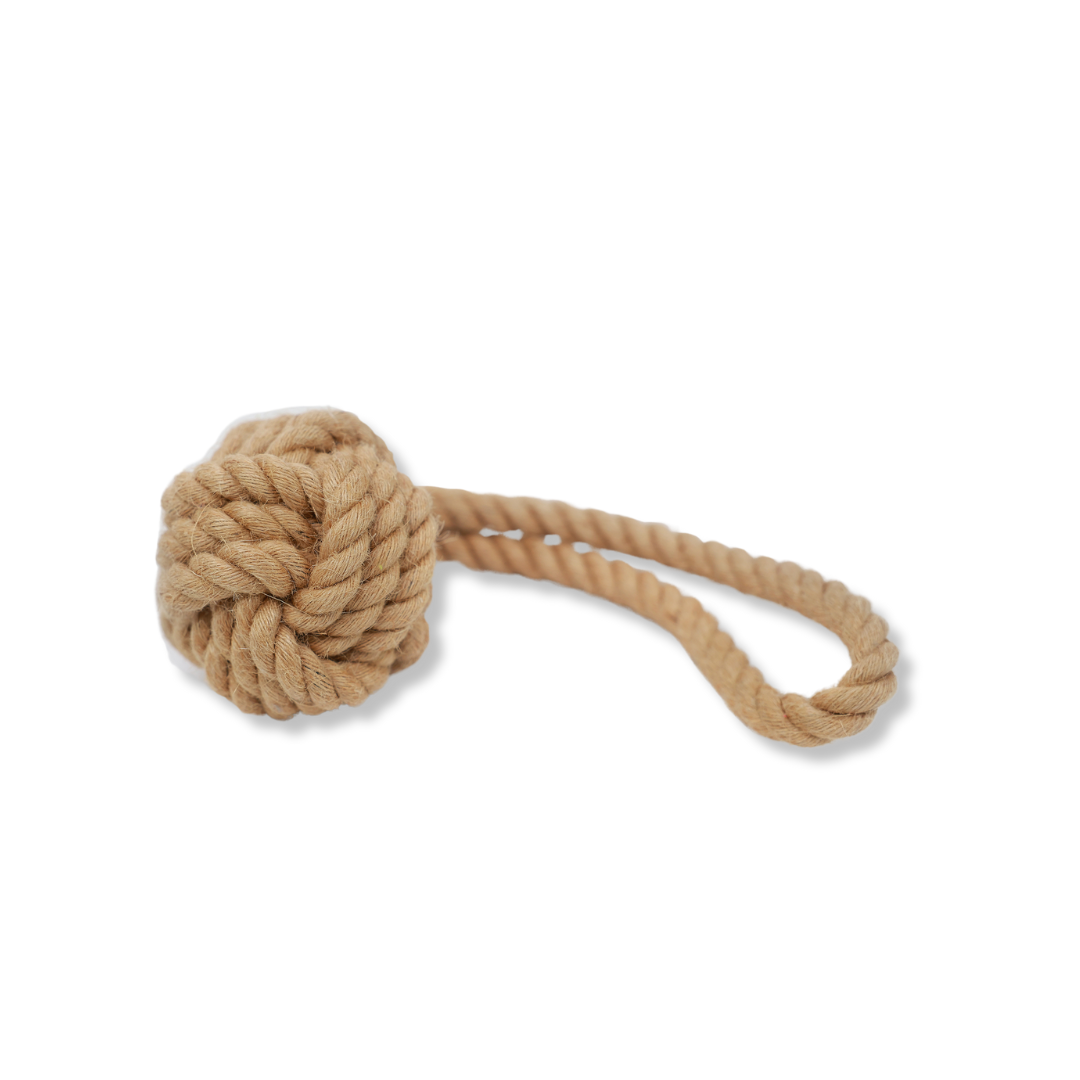 HempTug Natural Hemp Rope Ball | Durable & Eco-Friendly - Medium Dog