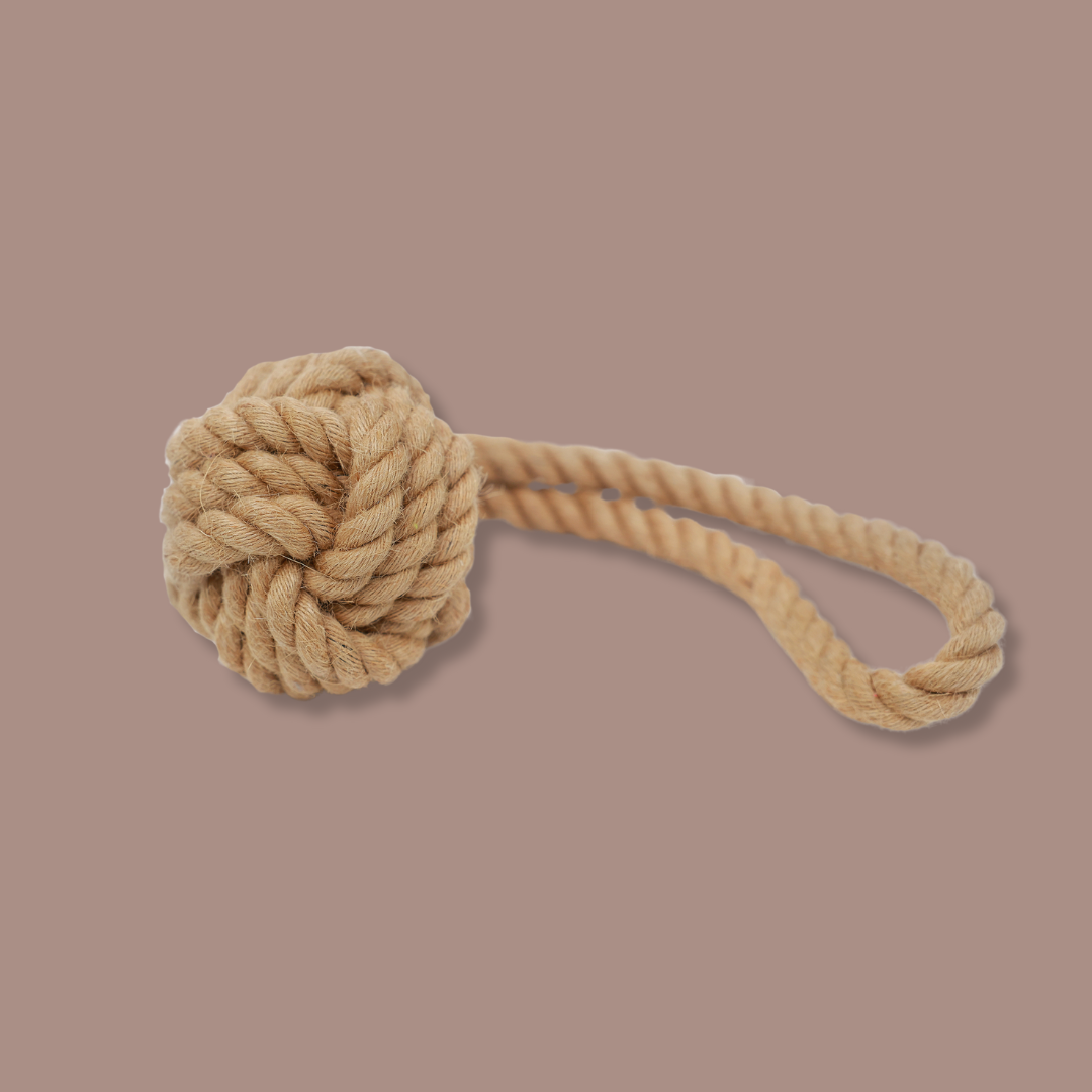HempTug Natural Hemp Rope Ball | Durable & Eco-Friendly - Medium Dog