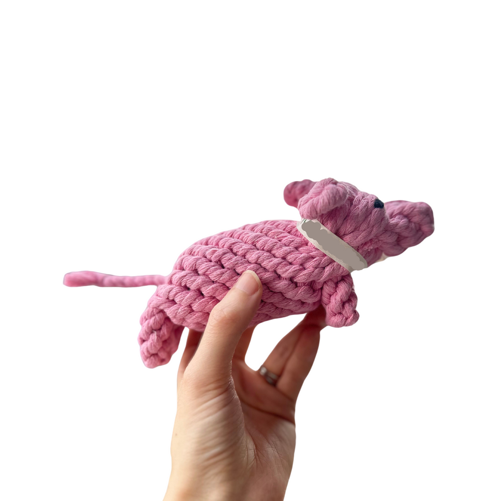 Piggy Pink Rope Dog Toy-0