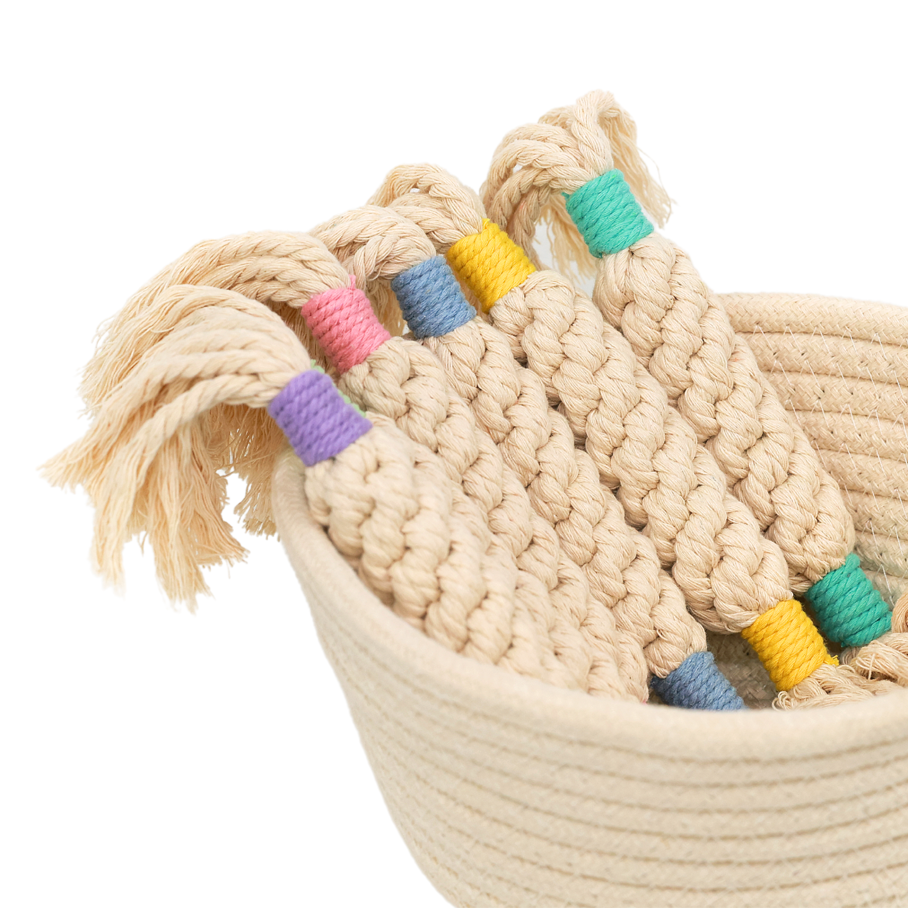 Rainbow Candy Macrame Rope Toy | Vibrant & Eco-Friendly - Small Dog