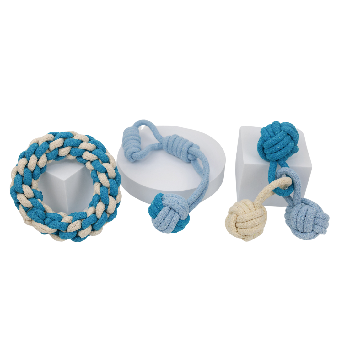 Rope Tug Toy Set - Sky & Cloud Collection (3-Pack) - Small to Medium Dog
